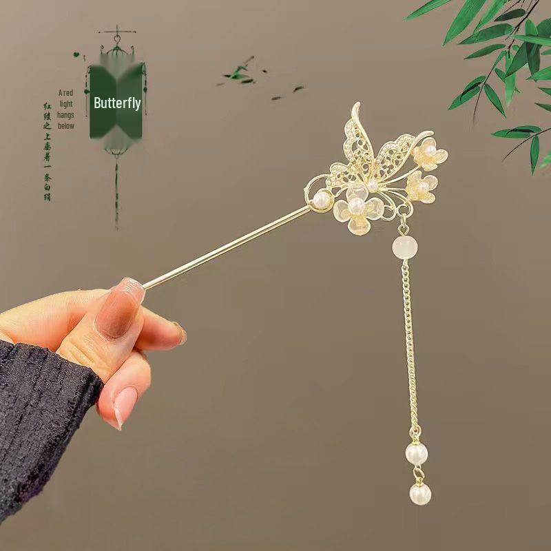 Exquisite Vintage-Inspired Tassel Hairpin for Women - Elegant Hanfu Cheongsam Style Headdress