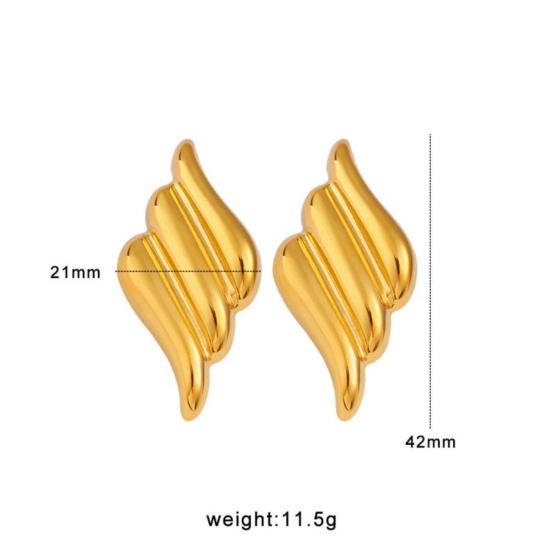 18k Gold Plated Geometric Spiral Stud Earrings with 3D Texture