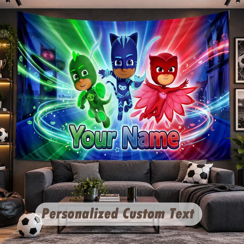 Wall Hanging Tapestry Custom NamePJ Masks Pattern Personalized Printed Fabric Wall Decor