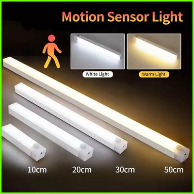 Rechargeable Motion Sensor LED Bar Light Human Infared Induction Night Light Portable Kitchen Cabinet Light 10/20/30/50cm