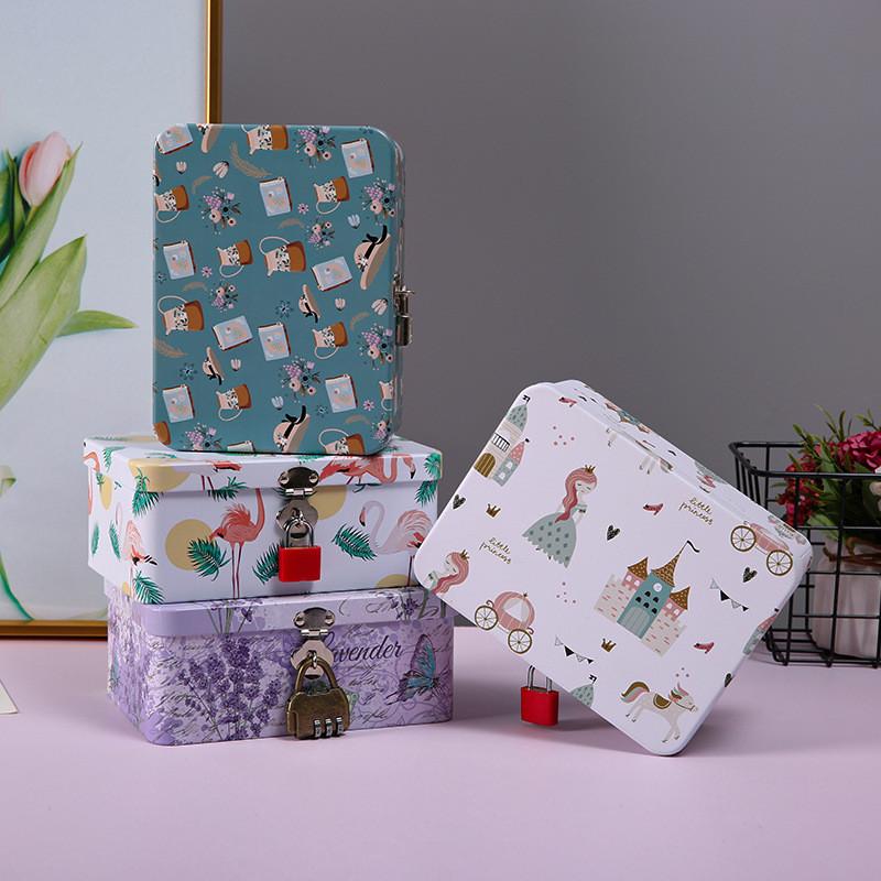 Compact Iron Lockable Storage Box For Bedroom Living Room Desk Decor