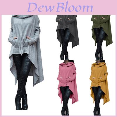 Plain Long Sleeve Hoodie Sweatshirt With Midlength Design For Women Winter