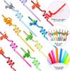 Drinking Decor Temporaty Straw Cartoon Pattern Dinosaur Reusable Straws Dino Theme Straws-Plastic