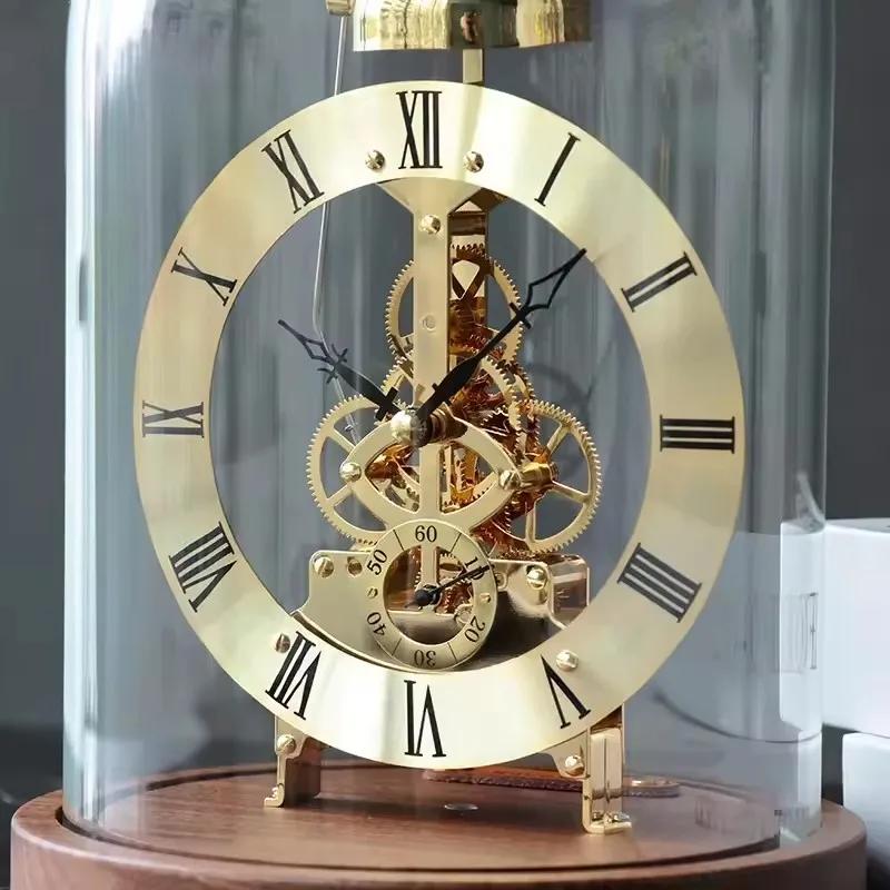 New Black Walnut Solid Wood Luminous Base Clock: Lingjing Time Mechanical Movement Hotel Villa Model Room