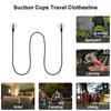 2pcs 2.8M Travel Clotheslines Business Outdoor Camping Drying Tools Non-Slip Clothes Line with Hooks Suction Cup Elastic