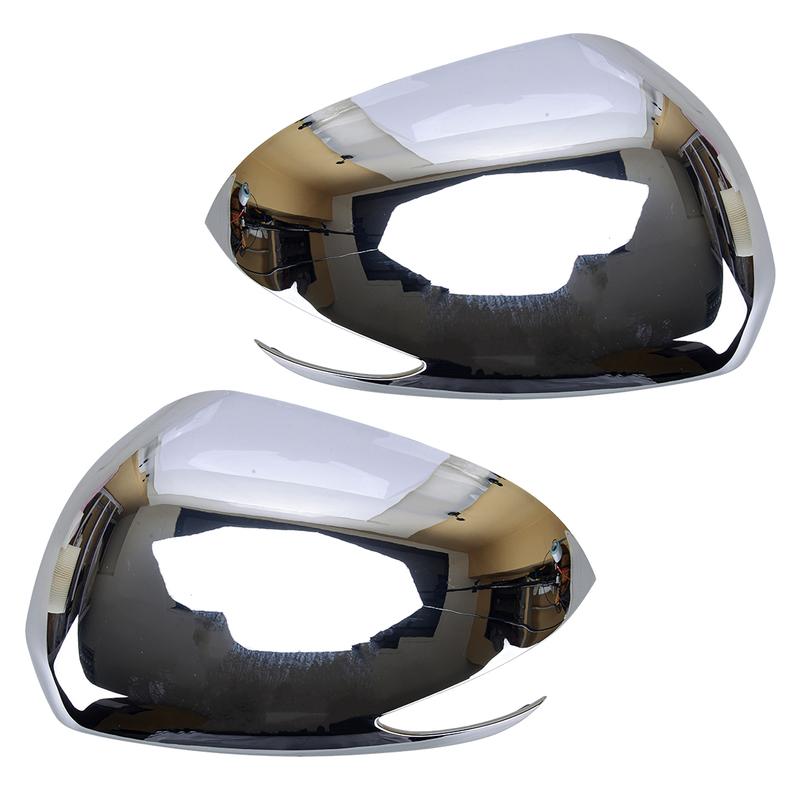 1 Pair Car Left Right Side Rear View Mirror Cover Trim Cap Fit for Hyundai Santa Fe     Silver Chrome ABS