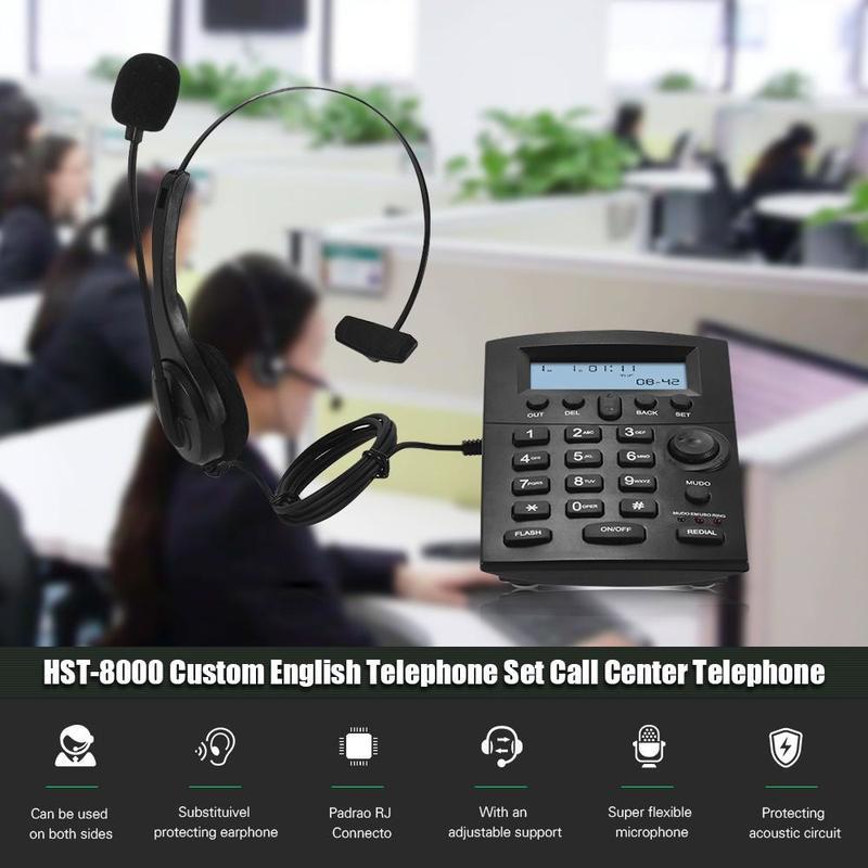 HST8000 English Telephone Set Call Center Telephone With Protecting Earphone Flexible