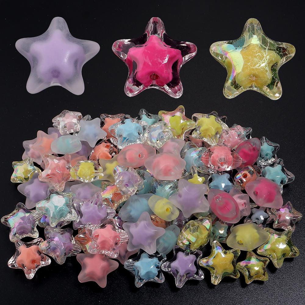 30/50pcs Star Acrylic Beads Candy Color Loose Spacer Beads For Jewelry Making DIY Bracelets Necklace Phone Key Chain Accessories