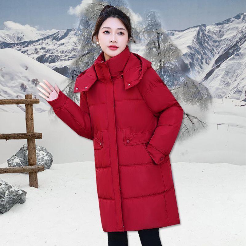 

Женская зимняя модная свободная отстегивающаяся куртка с хлопковой подкладкой, женская куртка средней и длинной толщины с хлопковой подкладкой M красный