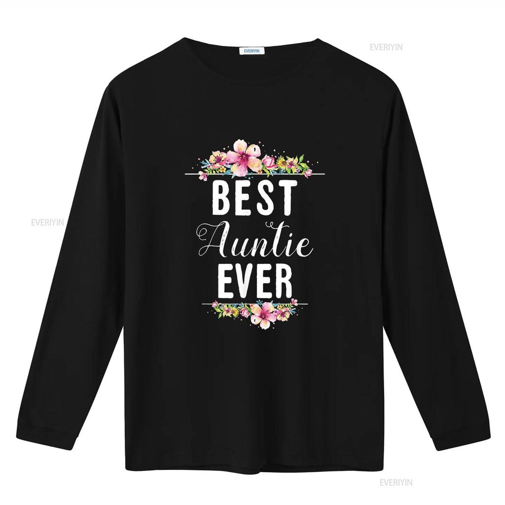 Best Auntie Ever Floral Design Aunt T Shirt vintage Washed Comfortable Stretched Soft streetwear homme Unisex designer clothes