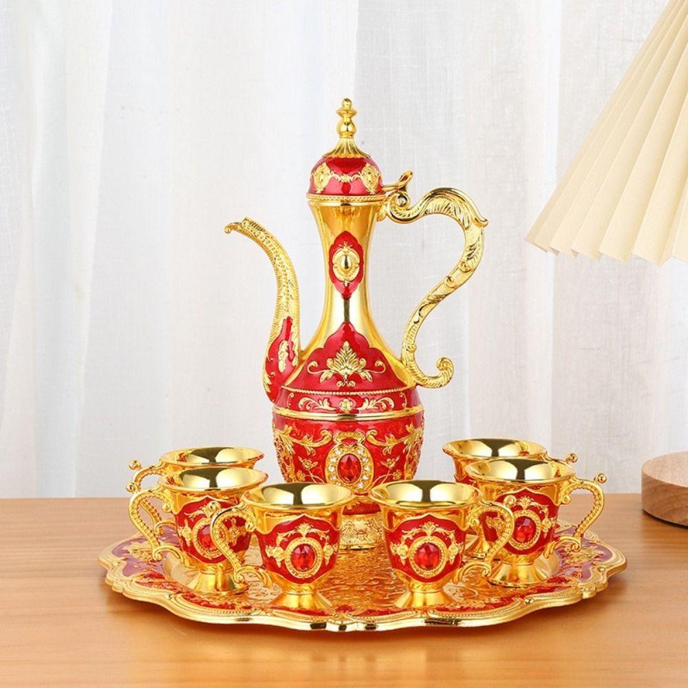 Home Decoration Luxury Turkish Tea Set Metal Multifunctional Vintage Wine Set European Style Decorative Coffee Pot Set Party