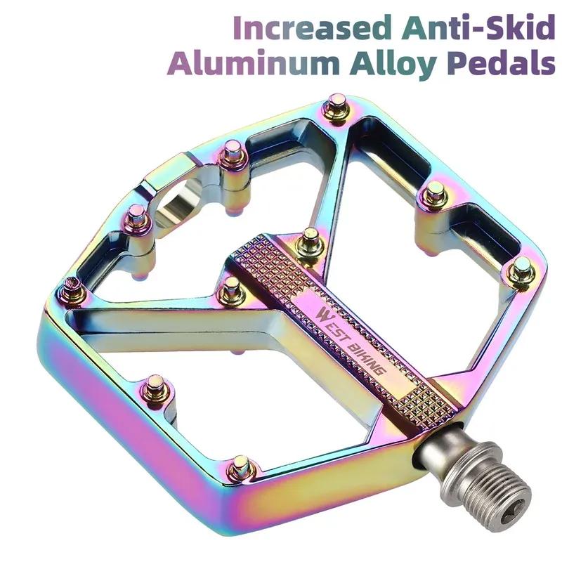 WEST BIKING Aluminum Alloy Bicycle Pedals Double DU Bearing 3 Perrin Chromium-molybdenum Steel Shafts MTB Road Bike Accessories