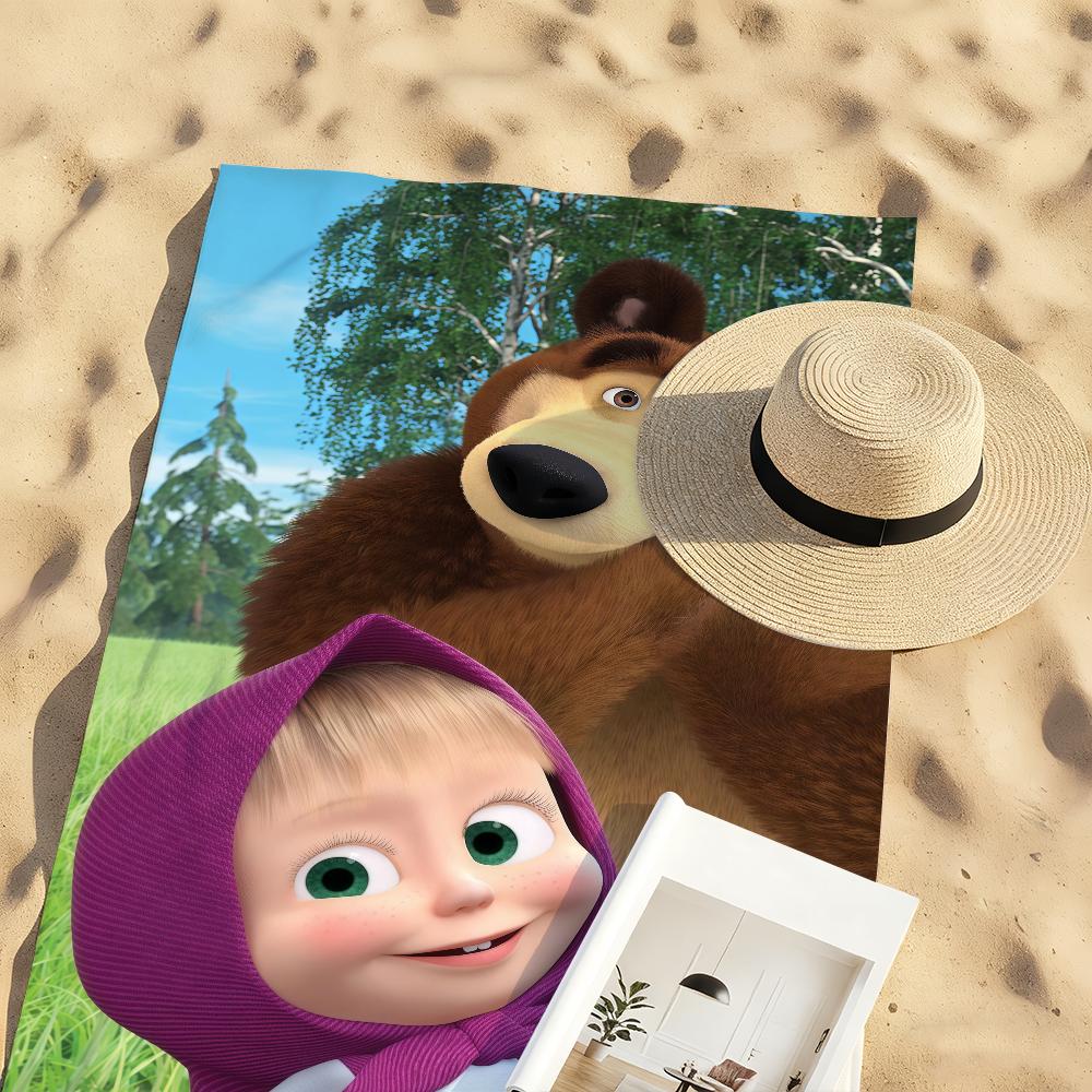 Cartoon M-Masha n the B-Bear-S Towel Sports Quick Dry Travel Camping Gear Sandproof Soft Light Large Beach Towel