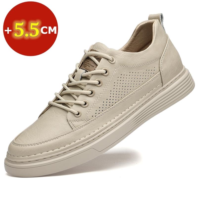 High-quality Cow Leather Spring Summer Heightening Shoes Elevator Shoes Men Height Increase Insole 5.5CM Sneakers Sport Shoes
