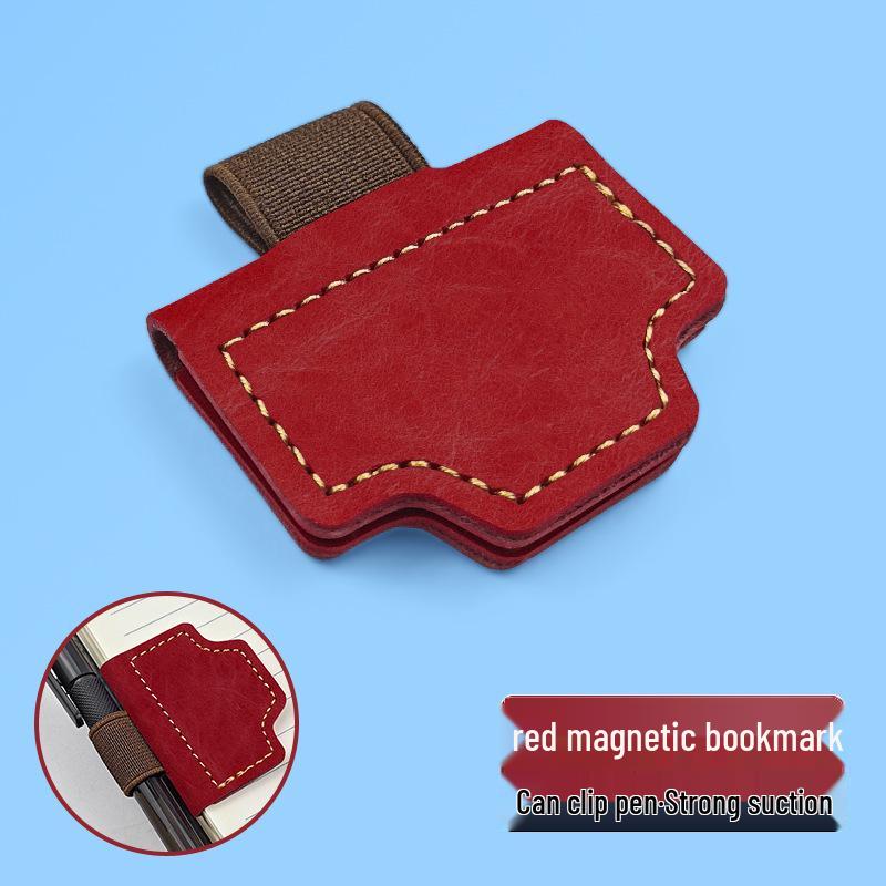Crazy Horse Leather Double-Sided Magnetic Bookmark Clip