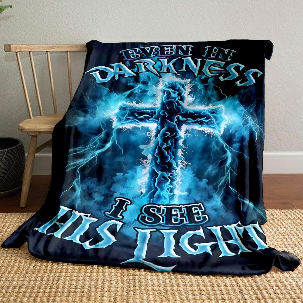 

Even In Darkness I See His Light Religious Throw Blanket Printed Blanket for Living Room Bed Couch lunch break Blanket for Friend s festival Gift 80cm x 120cm