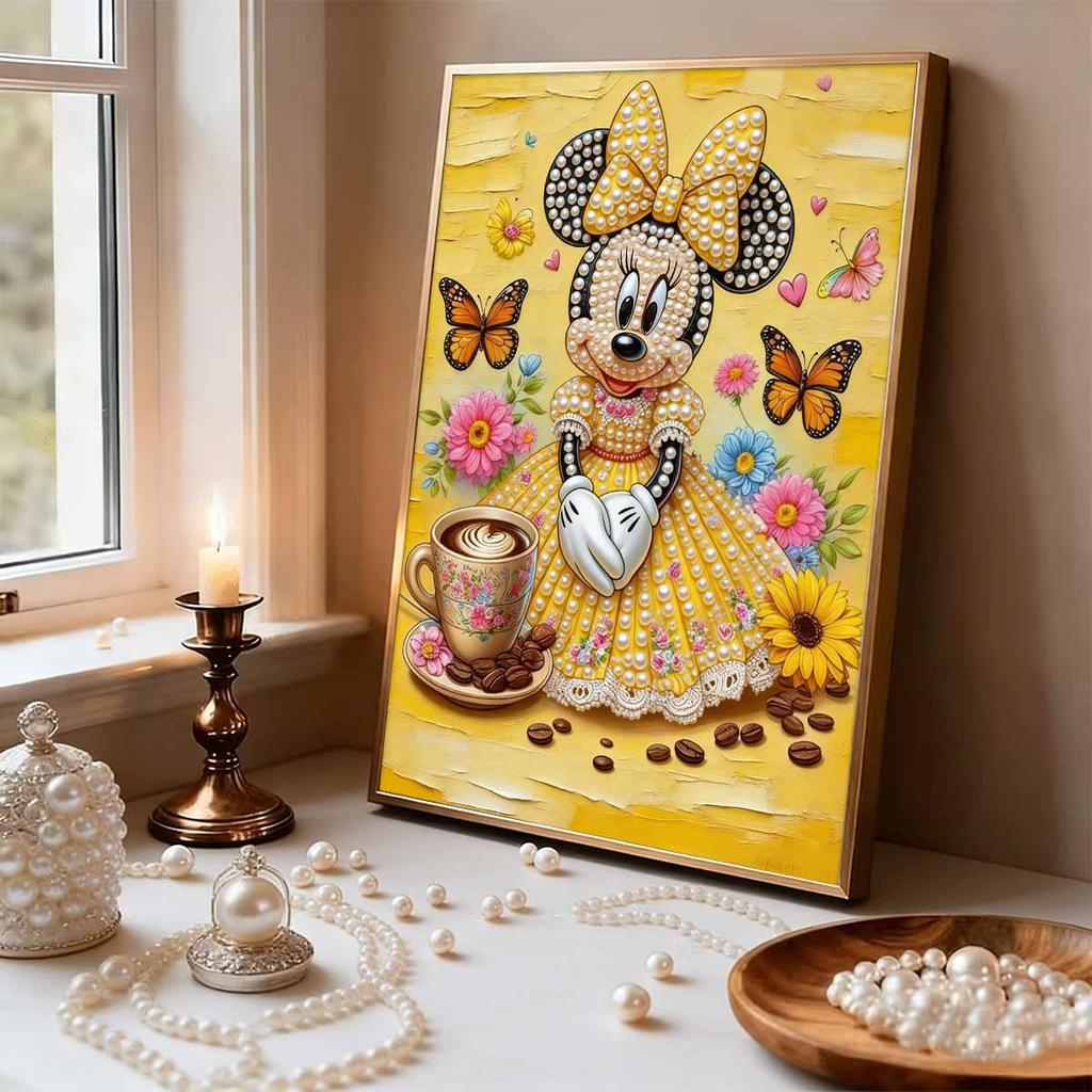 Disney Minnie Oil Painting Style Creative Pearl Painting Art 5D DIY Full Diamond Embroidery Mosaic Cross Stitch Kit Home Room Decoration