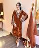 Women Bollywood Readymade Velvet Salwar Suit, Embroidered Dress with Dupatta, Traditional Indian Outfit Palazzo Set