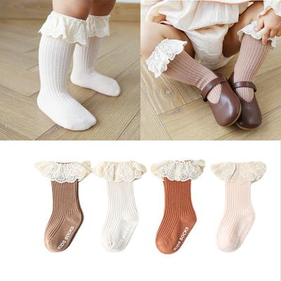 Calcetines de Bebé Recién Nacido Encaje Calcetines Bebé Niña Hasta la Rodilla Largos Infantil Niño Niños Antideslizantes Calcetines de Piso Cosas de Bebé Accesorios
