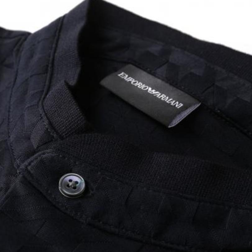 Emporio Armani FW23 Solid Color Embossed Short Sleeve Polo Shirt Men Tops Navy-Blue 3R1F71-1JGYZ-09J4