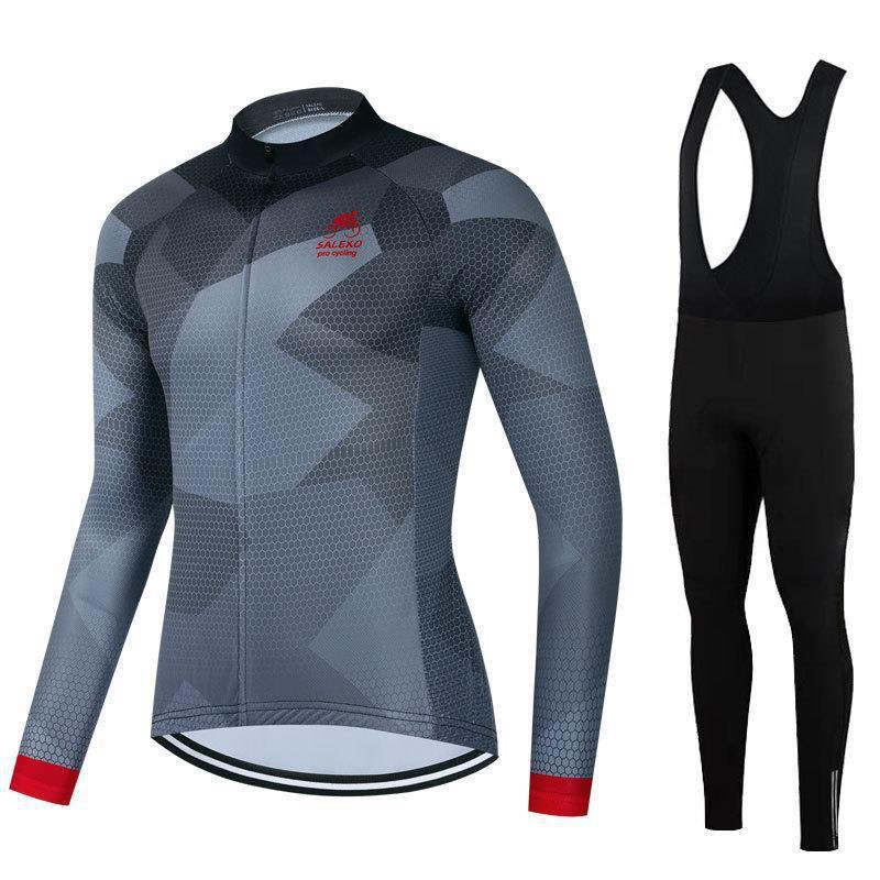Mens Cycling Jersey Bib Shorts Set Breathable Quick-Dry Bike Apparel Road Mountain Riding