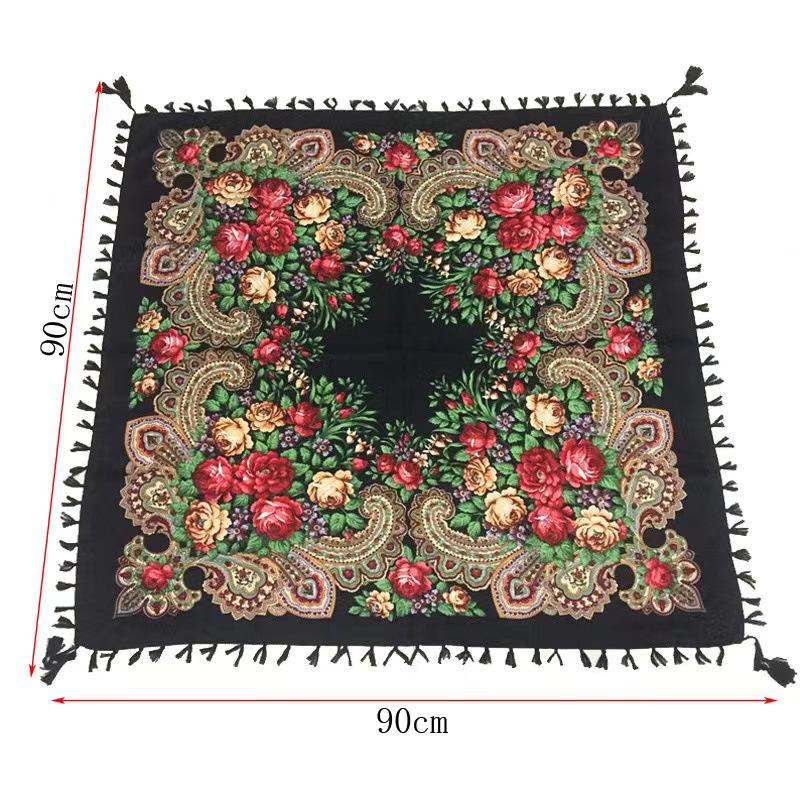 Vintage Print Cotton Headscarf for Women - Ethnic Style Spring/Summer Wrap, Shawl, Triangle, 90cm Square