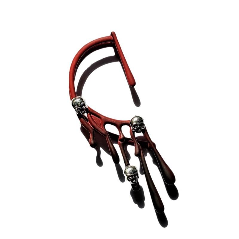 Vintage Burgundy Lava Clip-On Earrings for Halloween Statement Ear Cuffs in Retro Style | Convenient and Practical for Home Wear