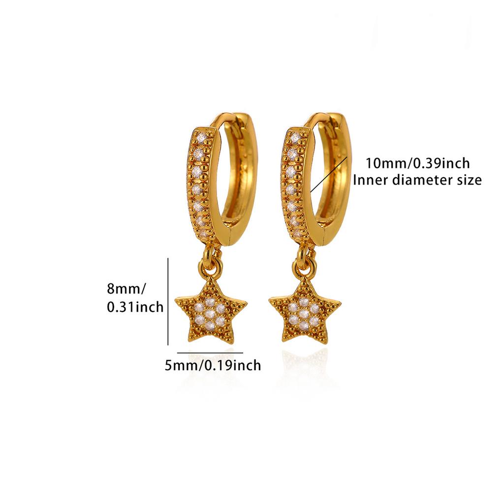 New Mini CZ Star Moon Butterfly Pendant Hoop Earrings For Women Elegant Fashion Geometry Tiny Hoops Earring Jewelry Party Gift