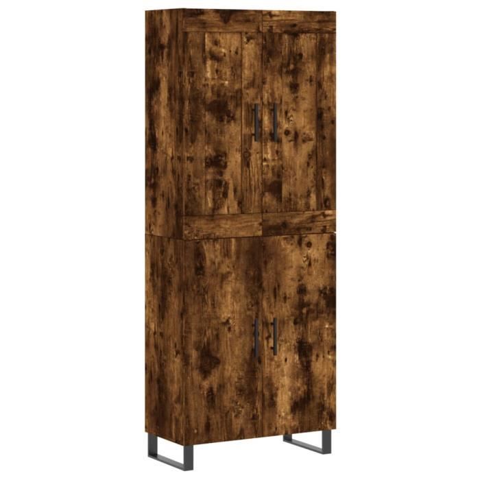 VidaXL Buffet haut Chêne fumé 69,5x34x180 cm Bois d'ingénierie 3199582