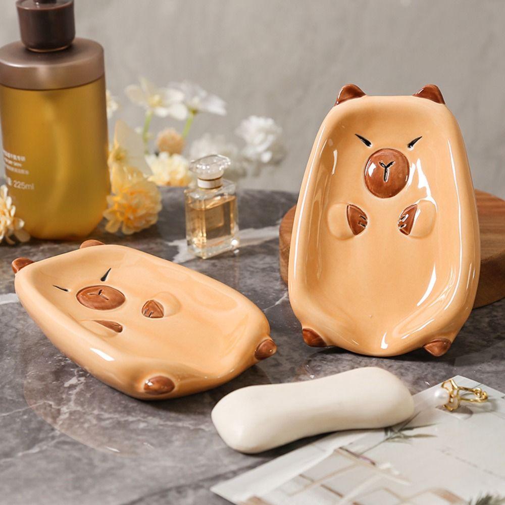 Ceramic Capybara Soap Tray Cartoon Soap Storage Rack Soap Organizer Soap Container  Soap Bars