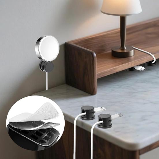 6Pcs Rotatable Cord Holder Adhesive Home Office Nightstand Desk Cable Organizer Magnetic Wire Management Clip Charging Cord