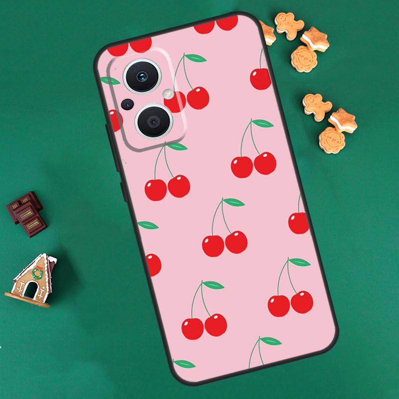 Black Pink Cherry Case For OPPO Reno 10 Pro 4Z 5Z 8T 4 5 6 7 8 Lite OPPO Find X6 Pro X3 X2 Neo X5 Lite Cover