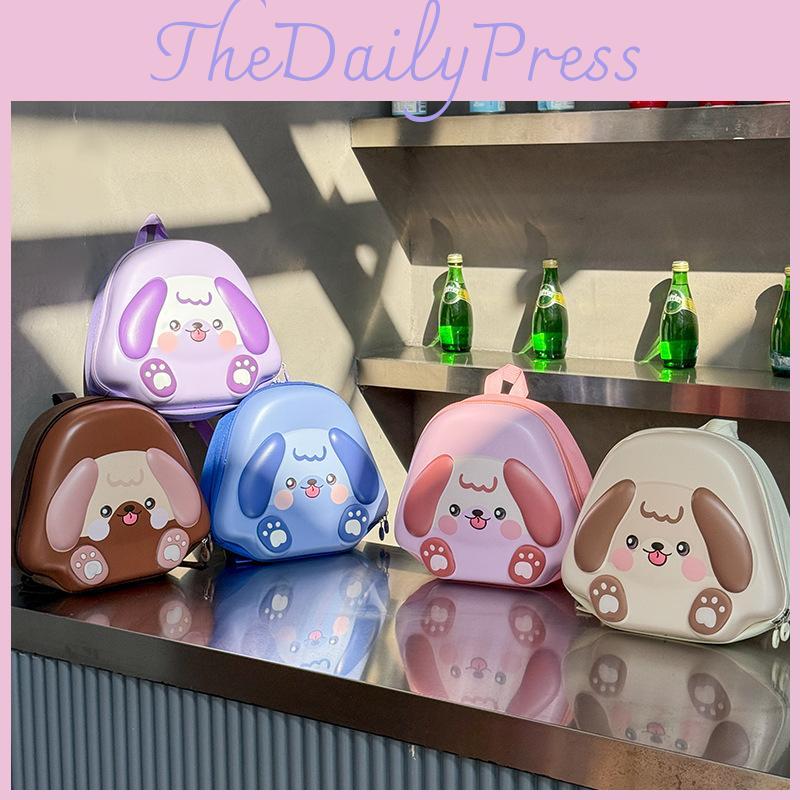 Playful And Lightweight Kids 3d Dog Backpack In Pink Brown Blue Purple For Use School