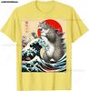 Catzilla Cat Japanese Art Funny Cat Gifts T-Shirt Top Tees Cotton High Quality Unisex Hip Hop TShirt Punk Gothic Graphic Breathable