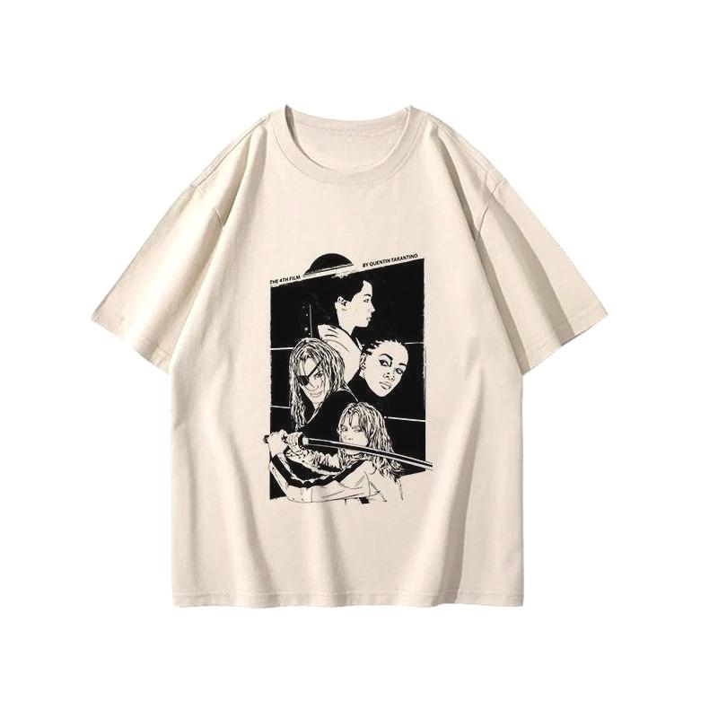 2025 Herbst und Winter Schwerer Horror-Stil High Street Filmdruck T-Shirt Herren Damen Reine Baumwolle Vielseitiges T-Shirt