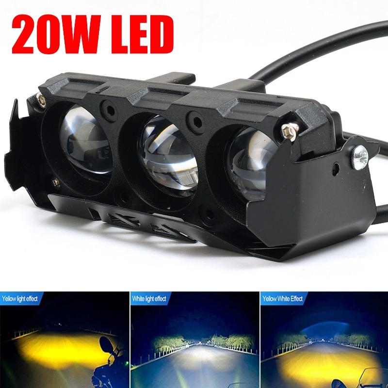 Motorcycle LED Spot Light Dual Color Hi/Low Beam Fog Lamps for Car Trucks SUV 12V 24V Mini Lens Headlight Driving Light