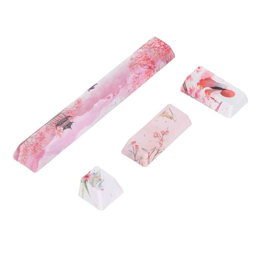 Keycap 4 Keys Peachblossom Beauty Pattern Space ESC Enter Numpad Enter DIY Keycaps Kit