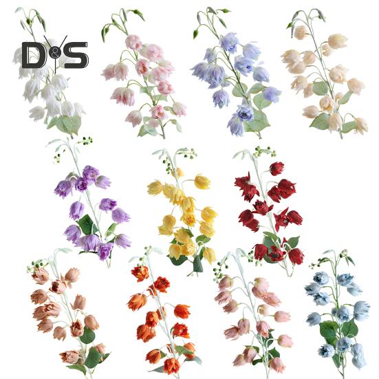 Flower 1 Branch Faux Silk Realistic Fresh Keeping Weather Resistant Flower Arrangement Fake Campanula Flower