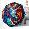 Stained Glass Dragon Wall Art Decor - Fantasy Animal Mural Painting for Home Office Living Room Bedroom Decoration Umbrella