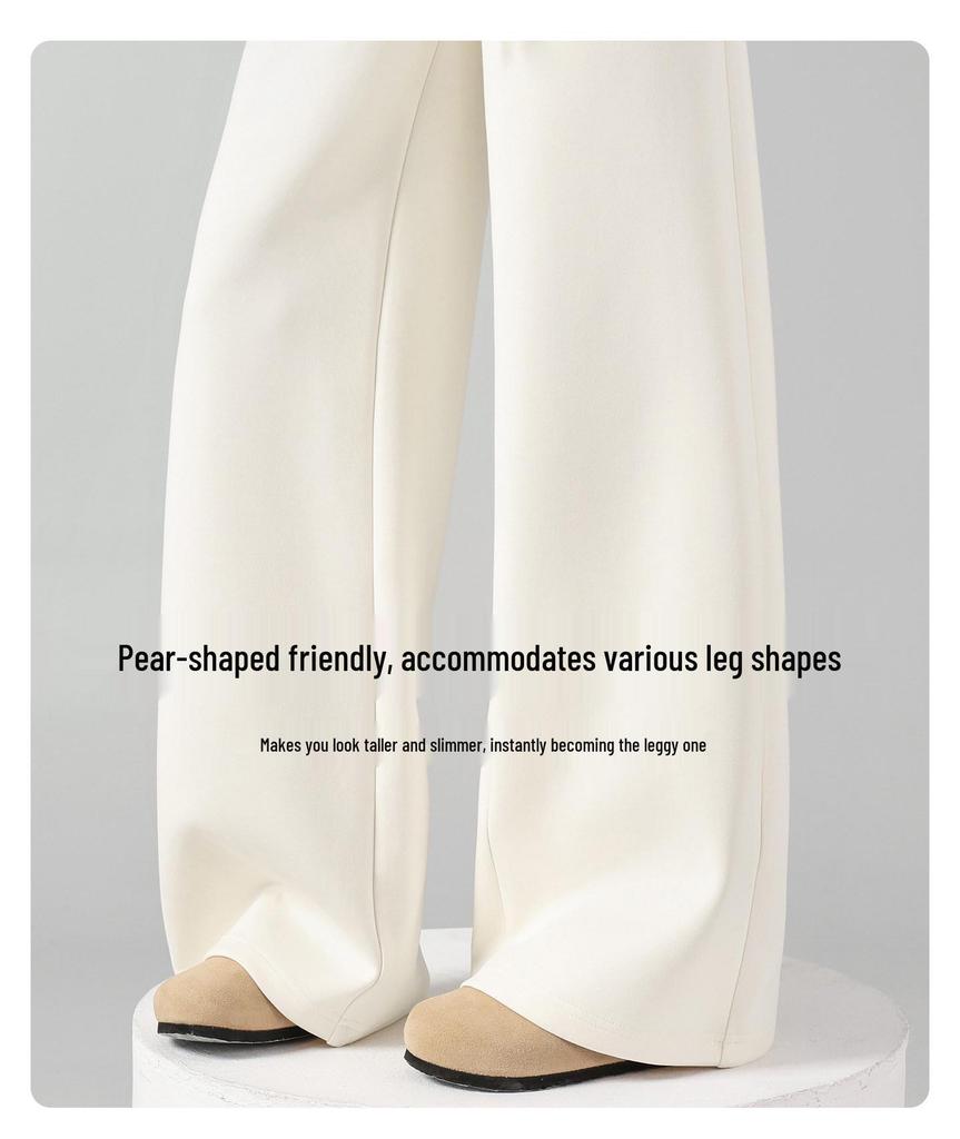 White High-Waisted Wide-Leg Pants for Women - Spring/Autumn 2026 Casual Drape Yoga & Sports Sweatpants