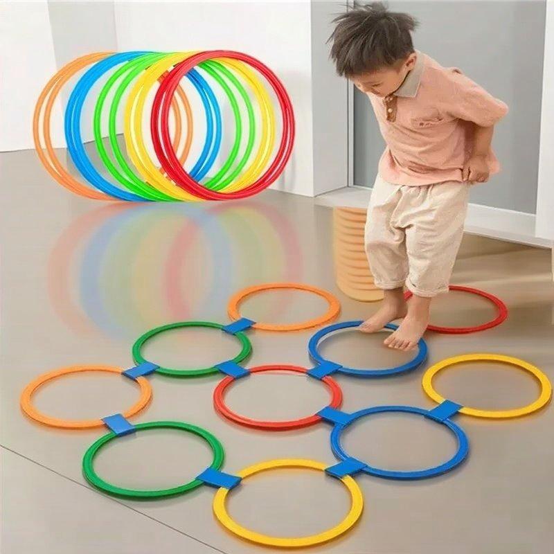 10Pcs Colorful Connectable Lattice Jump Rings 10 Connectors Kids Outdoor Physical Training Park Play Sport Toy Boys Girls