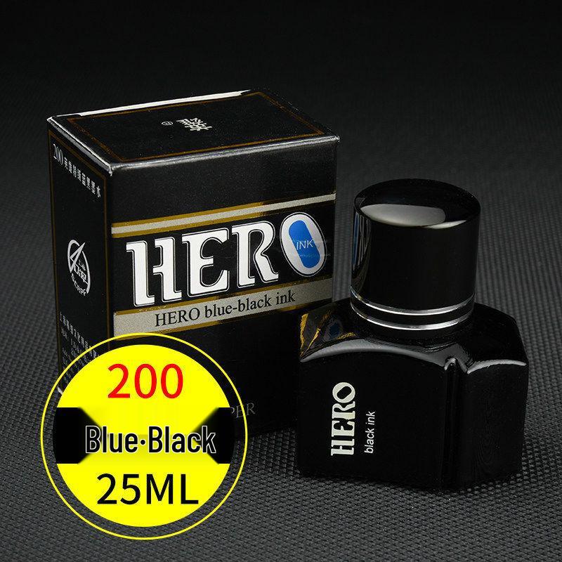 Hero Gold Fountain Pen with Special Non-Clogging, Non-Carbon Ink: Black 234, Red 200, Blue-Black 440.