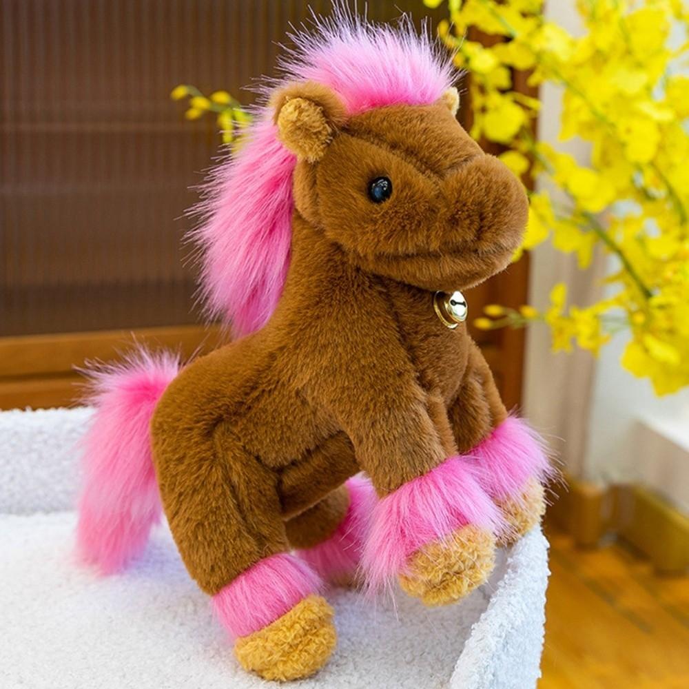 Cute Stuffed Horse Toy Bell Zodiac Pony Figurine Dorable 2026 Horse Plush Doll  Birthday Gift