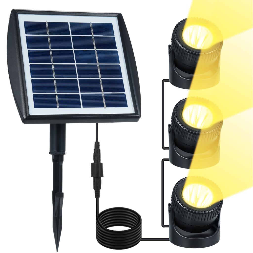 Three Heads Solar Pond Light Underwater Spotlights Waterproof Outdoor Decorative Lamp Submarine