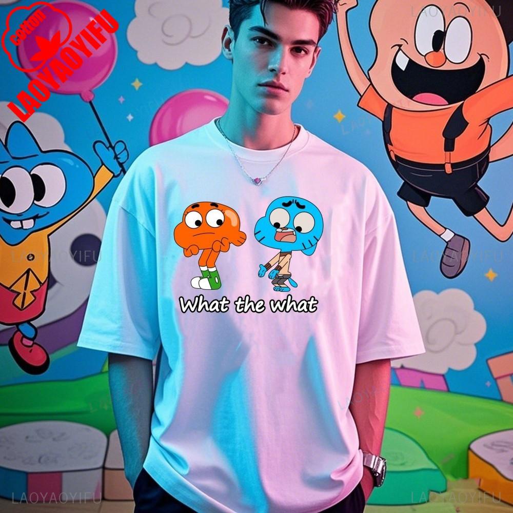 The Amazing World of Gumball Gumball and Darwin Summer Unisex Loose Harajuku Breathable Camisetas High Quality Loose T Shirt