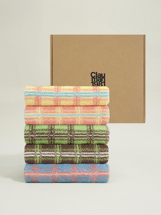 CLAUMAN 1981 Exclusive Edition Hotel Towel 5P Tartan Blue 5P