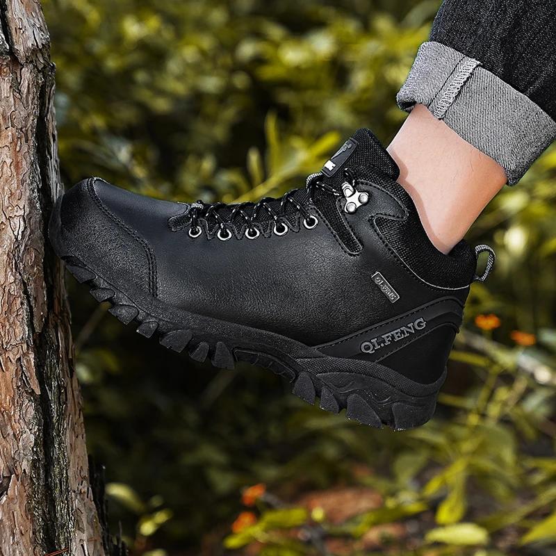 Winter Hiking Shoes Men High-top Warm Comfortable Sports Shoes Men Outdoor Anti-slip Lace-up Men Shoes Women