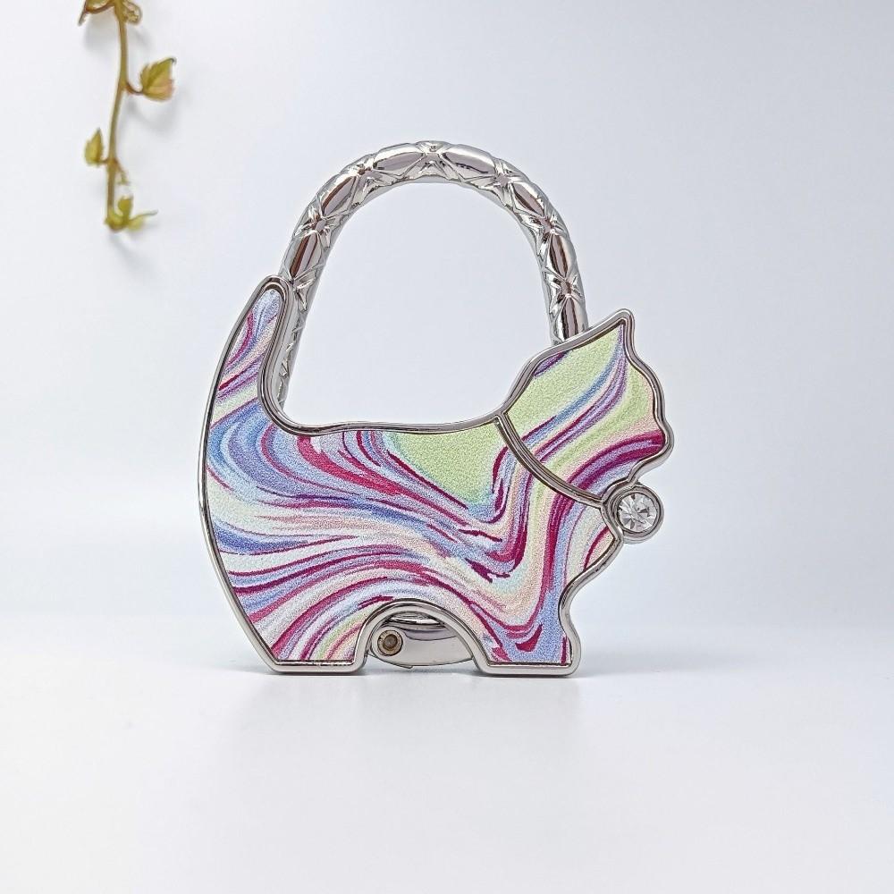 Cute Shape Cat Handbag Hook Lovely Design Foldable Folding Bag Hook Portable Alloy Material Table Edge Hook Home Decoration