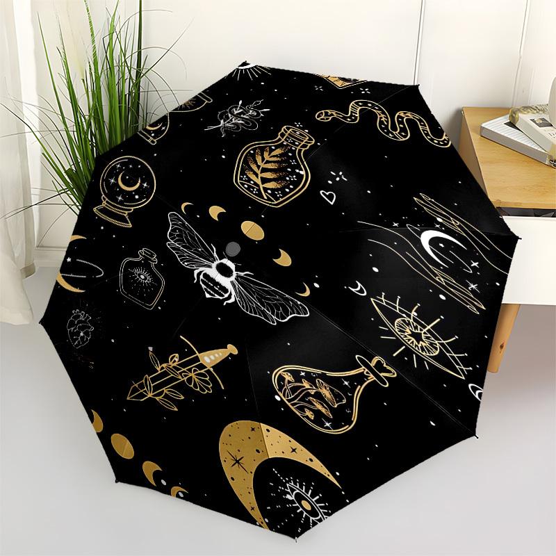 1pc Astrology esotericismOpen/Close Umbrella-Windproof, Compact Travel Umbrella, Sturdy 8-Rib Shaft, Outdoor Accessory, 1042