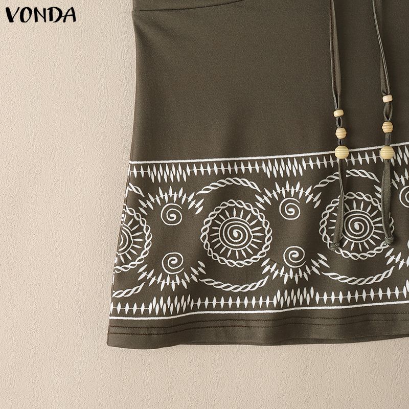 VONDA Summer Women Off Shoulder Strapless Print Tank Tops